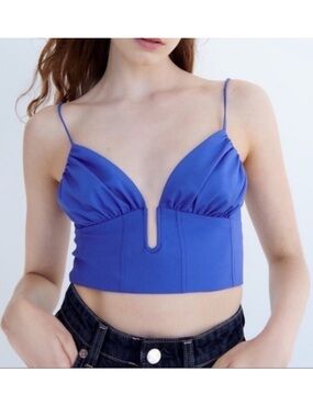 Zara Blue Bustier. XS. NWT.